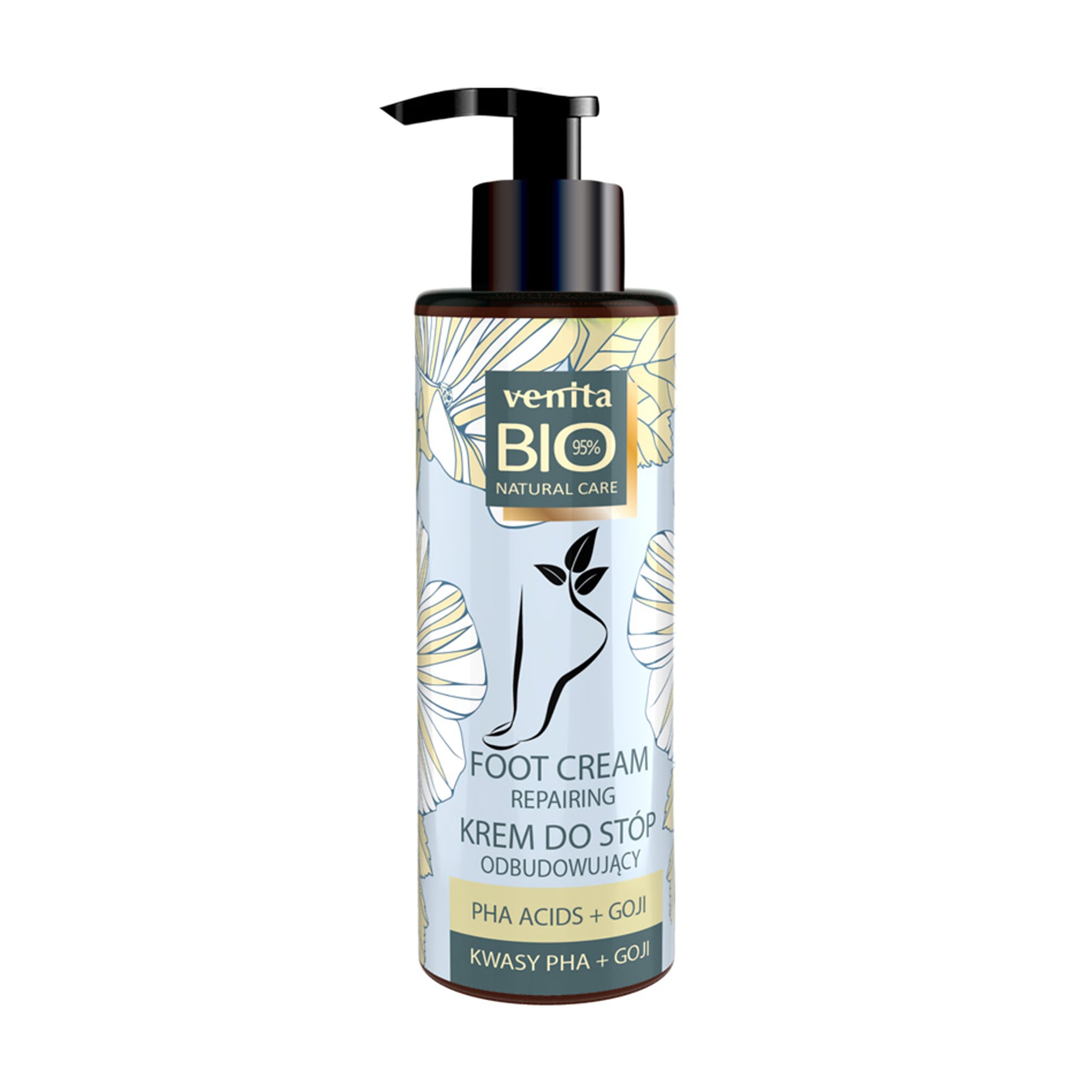 Відновлювальний крем для ніг Venita Bio Natural Care Foot Cream з PHA та ягодами годжі, 100 мл